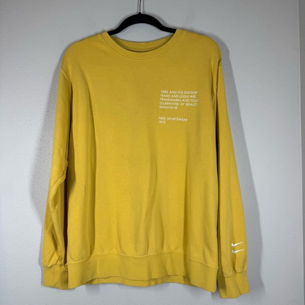 Nike Air Stacked Swoosh Crew Neck Sweatshirt Yellow Men's Large Size DJ0465-761